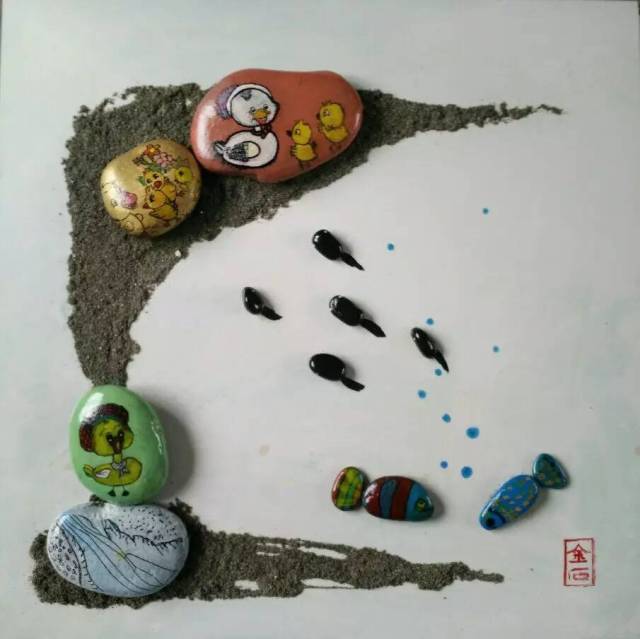 这是金山小学"乡村少年宫"石艺班娃娃们的作品.