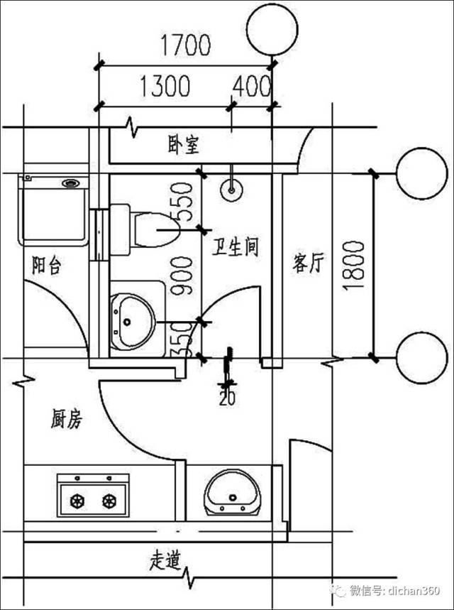 修改前卫生间平面图