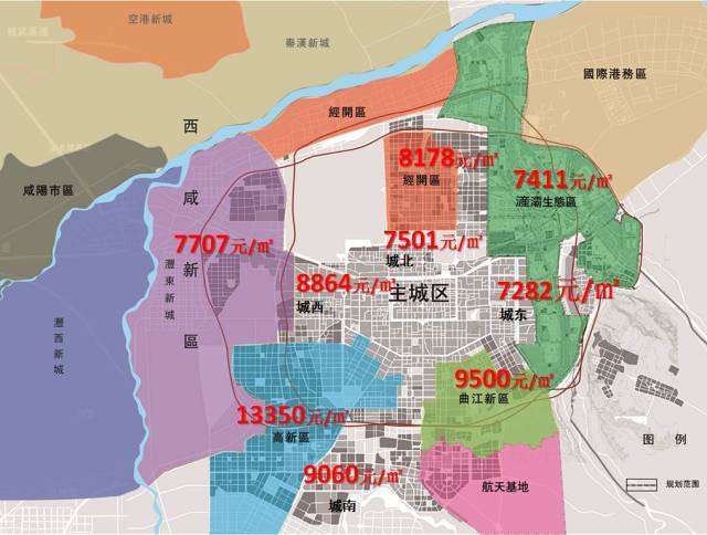 在西安 成交量排名前三的依次是 浐灞生态区(43万㎡) 曲江新区(41万