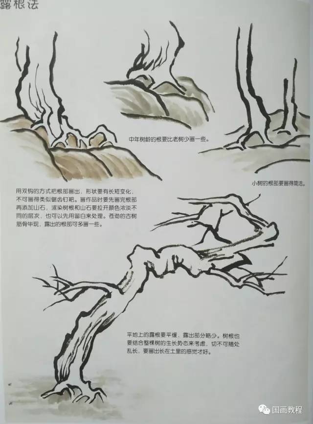 山水树石的步骤画法