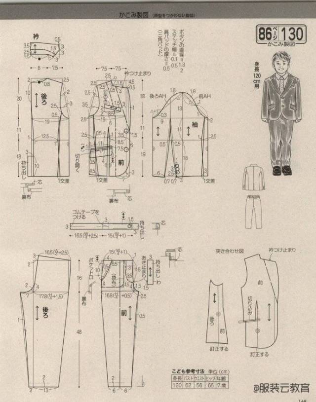 图纸集 | 适合身高120cm的童装裁剪图整理