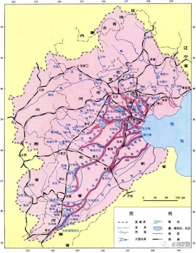 海河流域  海河流域水系图 海河流域位于中国华北地区,是中国开发较早