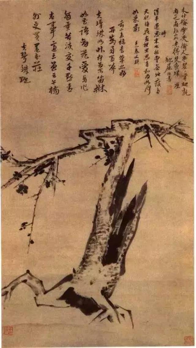 八大山人《古梅图轴》1682年,故宫博物院藏