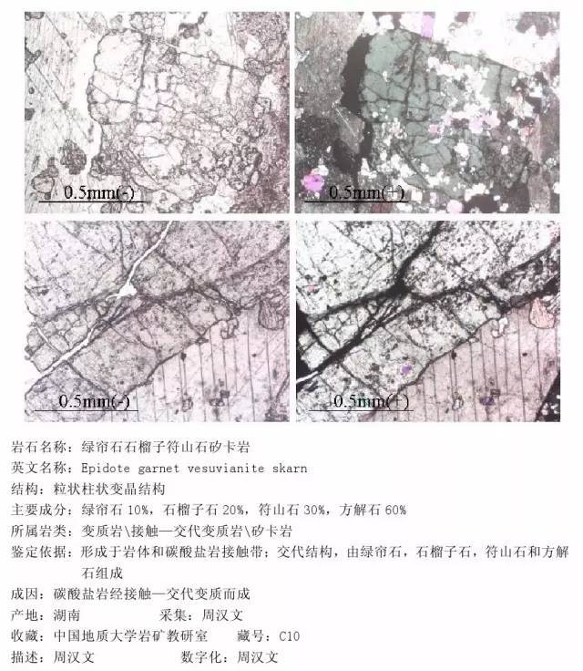 绿帘石石榴子石符山石矽卡岩