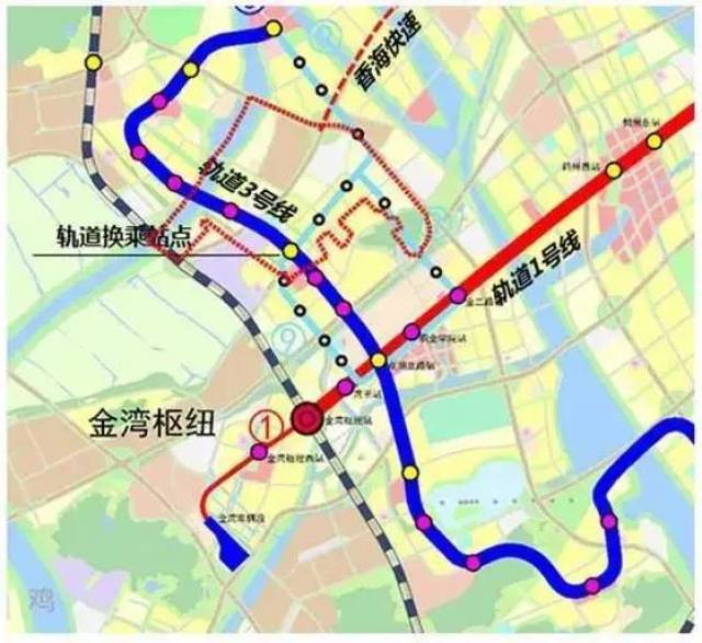 地铁一号线总长约36.8km,从九州港站通往金湾站.