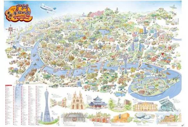 广州旅游地图手绘景点_广州旅游地图高清版