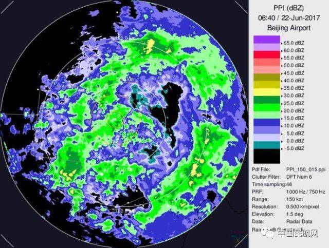北京首都机场雷达图 (来源:华北空管局) 首都机场 据华北空管局消息