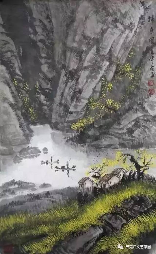 侯虎乐,吴镜汀的再世弟子,自幼跟随胡荫障学习山水画,胡荫障又名胡蔚