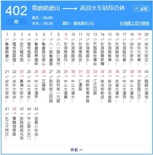 402路公交的 线路上都是武汉景区,简直算得上是旅游专线,可以推荐给