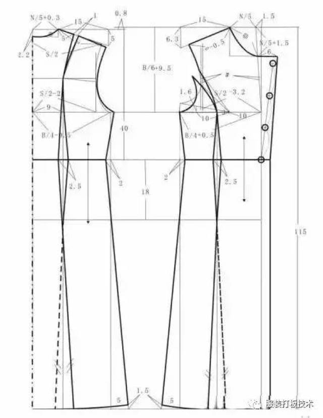服装打板教程26分享女大衣服装制图附纸样和图纸工艺