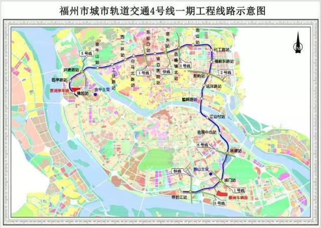 新福州地铁4号线一期工程线路示意图