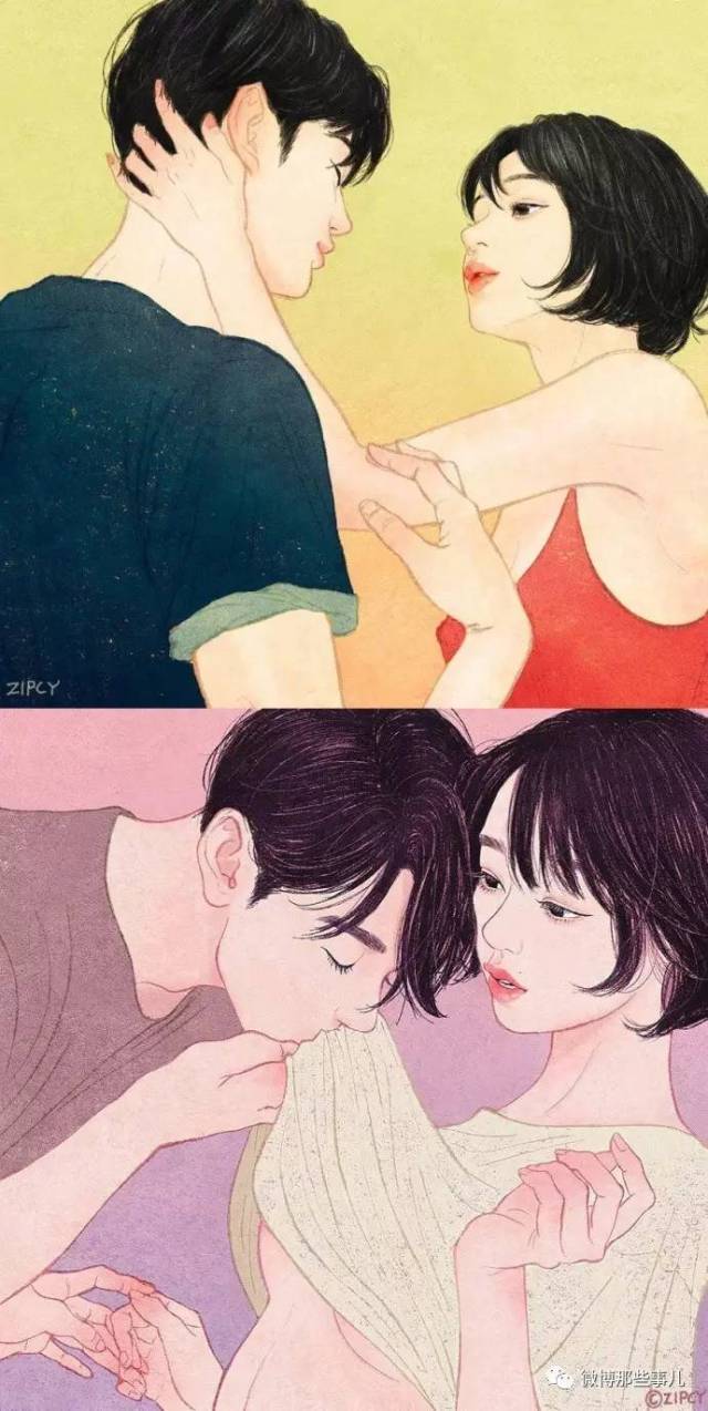 韩国插画师zipcy的作品 ,美好而又甜蜜的情侣日常 ,好羡慕!
