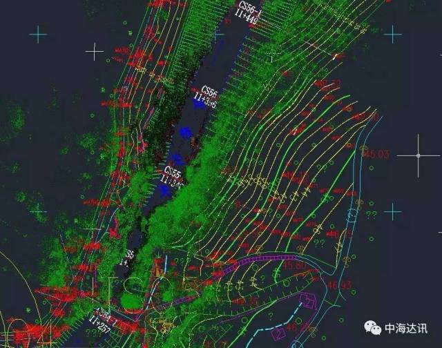 海达数云的点云后处理软件支持联动cad软件,生成的等高线可导入