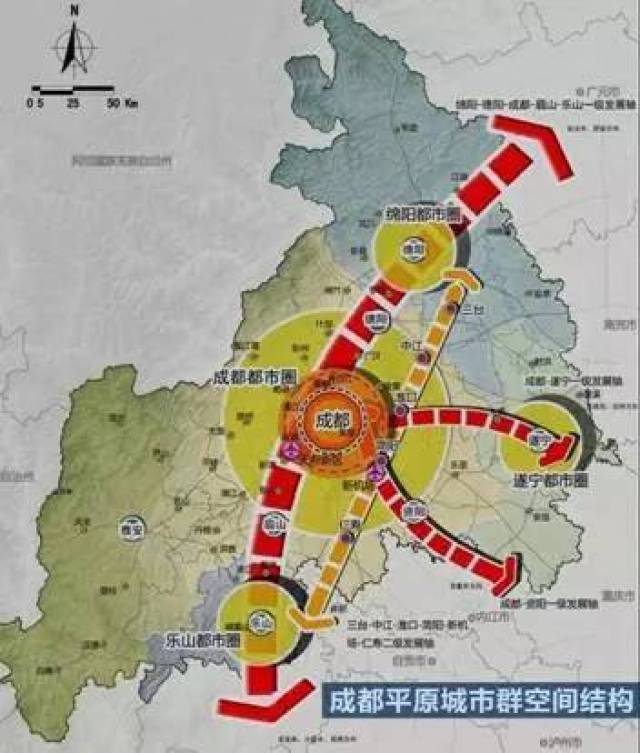 (成都平原城市群空间结构图图片来源:四川在线)