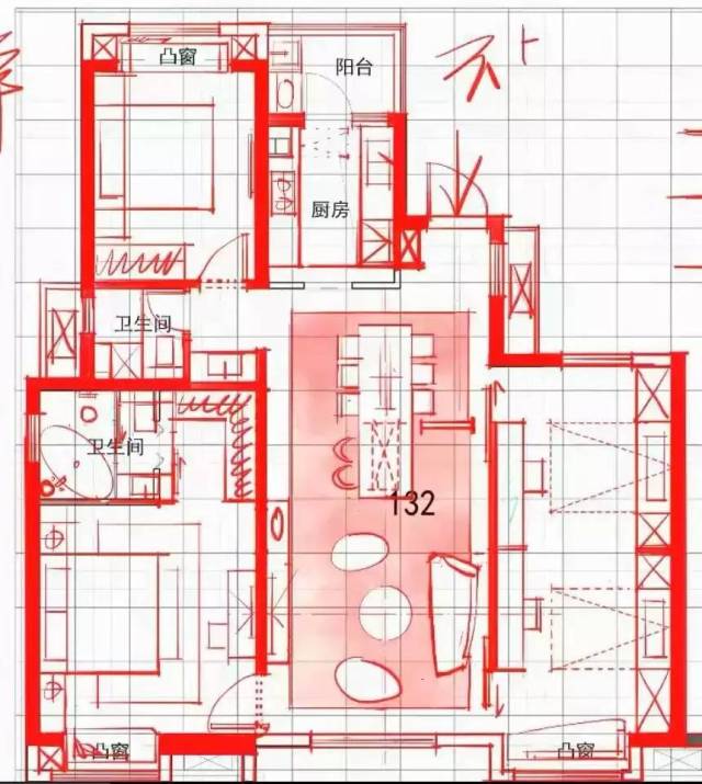 平面布局的设计,关联着室内空间的六个面,只有当六面保持着整体性