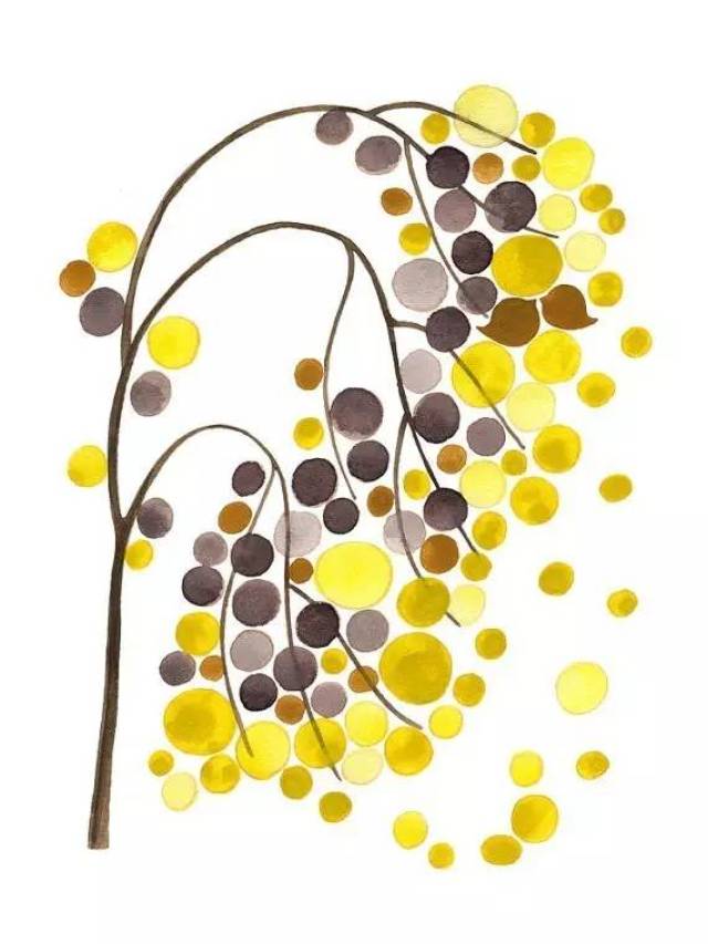 用彩色的圆组成的树与花卉 既简单,又好看 不擅长绘画的小伙伴也可以