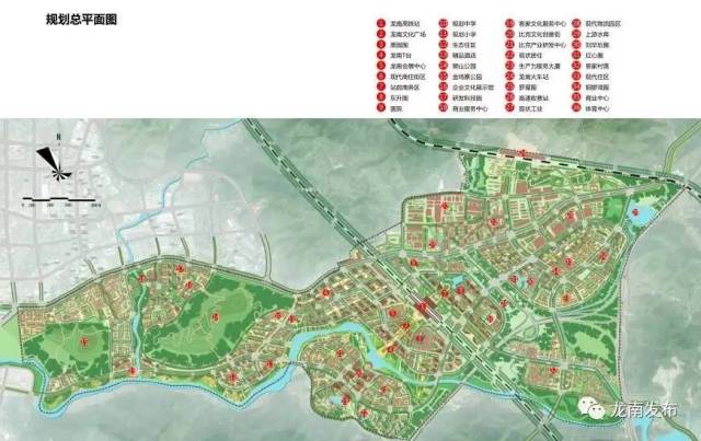 本次规划高铁新区位于龙南县城区东部,东至赣粤高速,西至金鸡寨公园