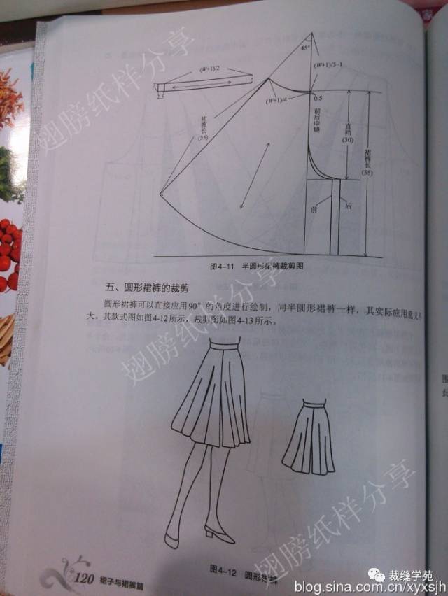 圆形裙裤公式裁剪图,飘逸不走光