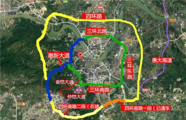 惠州三环,四环及重点建设道路