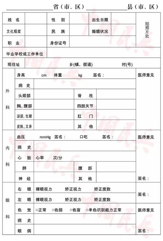 国防部:2017年征兵体检标准和注意事项全在这了!