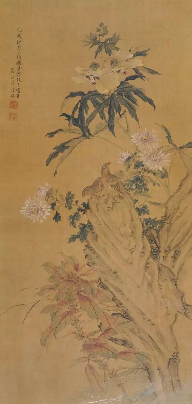 蒋廷锡 1695年作 花鸟 镜心尺寸:105×50cm 为日本回流作品