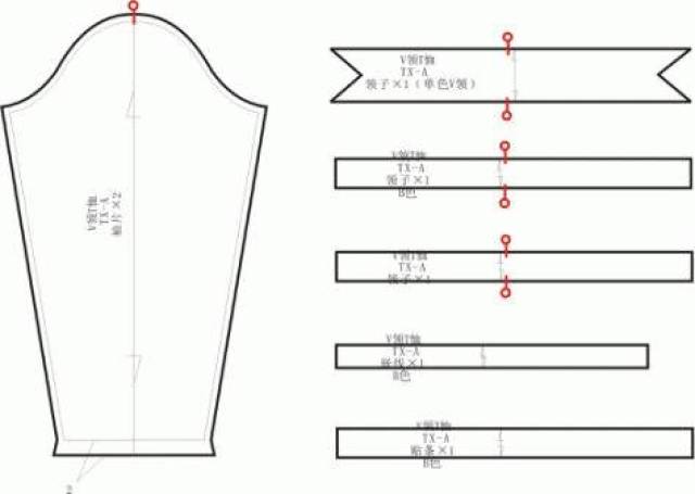 v领t恤的设计,纸样及放缝