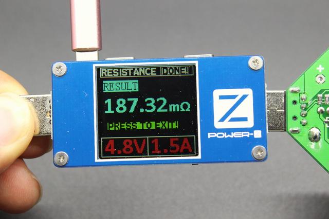 测试 ▼首先先测试下micro usb接口下线材的线阻,大约187.