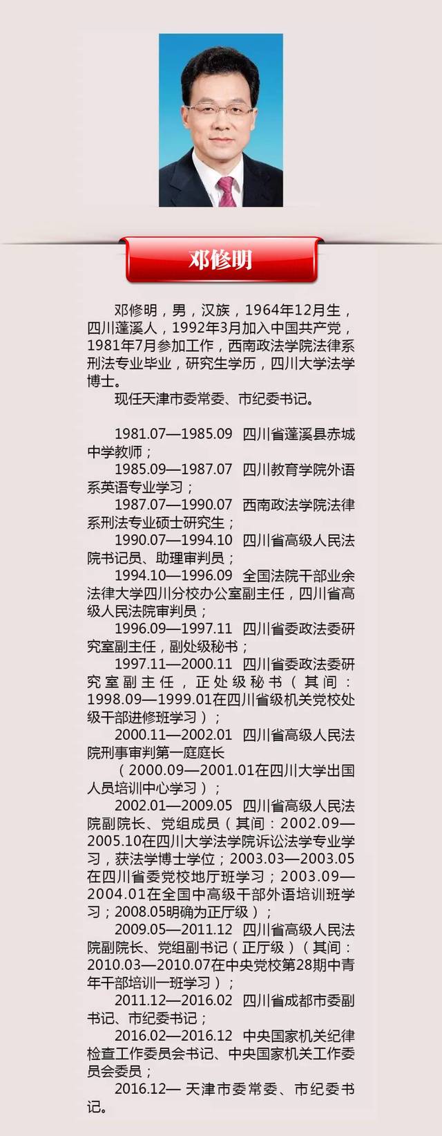 中共天津市第十一届委员会常委简历