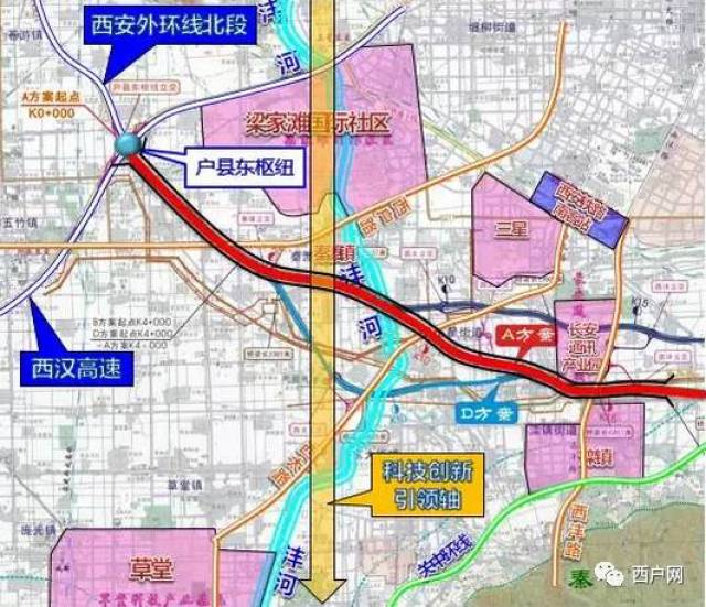 路线转向东北,绕过蓝田县规划区至蓝田东立交东侧与沪陕高速相接.