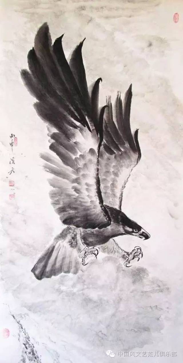 陈永刚国画代表作《雄鹰展翅》