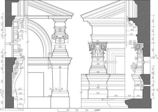 图37罗马法尔尼斯府邸券柱子 高祥生工作室绘制 三,西方古典柱式设计