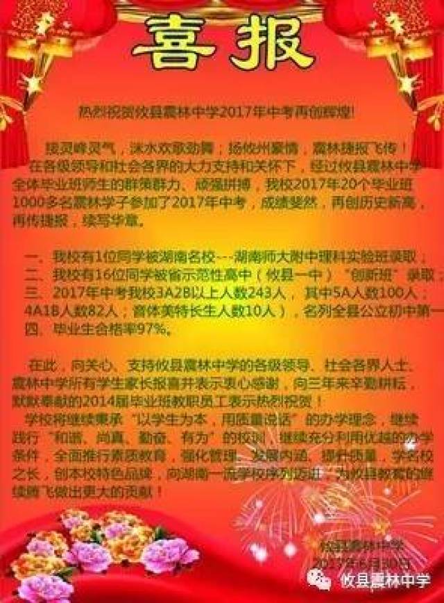 攸县明阳学校的中考喜报