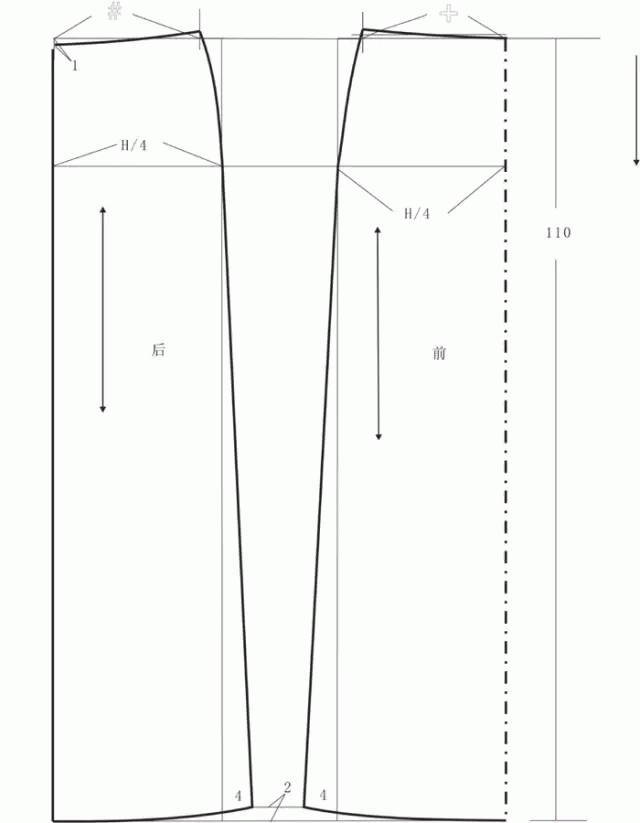 5厘米.前门襟装拉链,钉纽扣4粒,宽裤口.