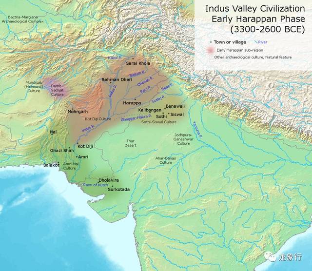 公元前3300-2600年早期印度河文明分布图