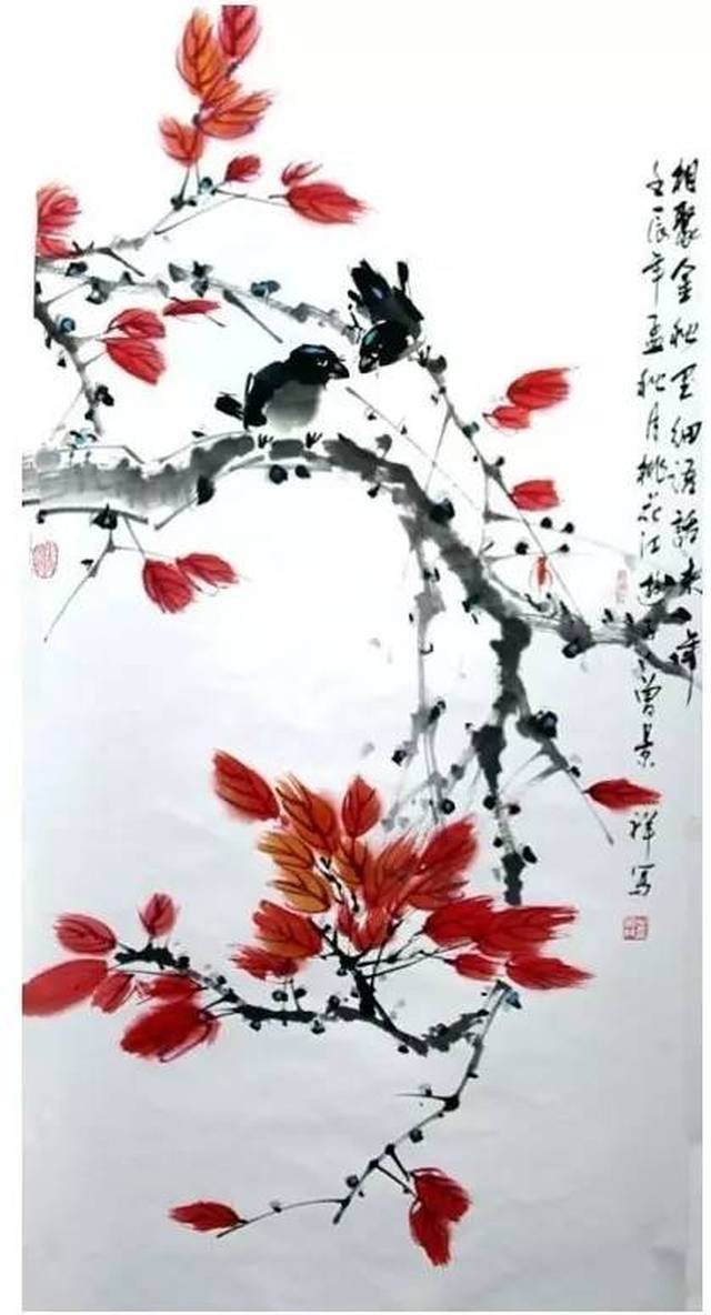 曾景祥的写意花鸟画以"简"自成.其之所"简"非为"简单",而是"简练".