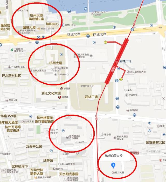 银泰百货-西湖店:临近定安路c出口,附近还有杭州著名历史步行街南宋图片