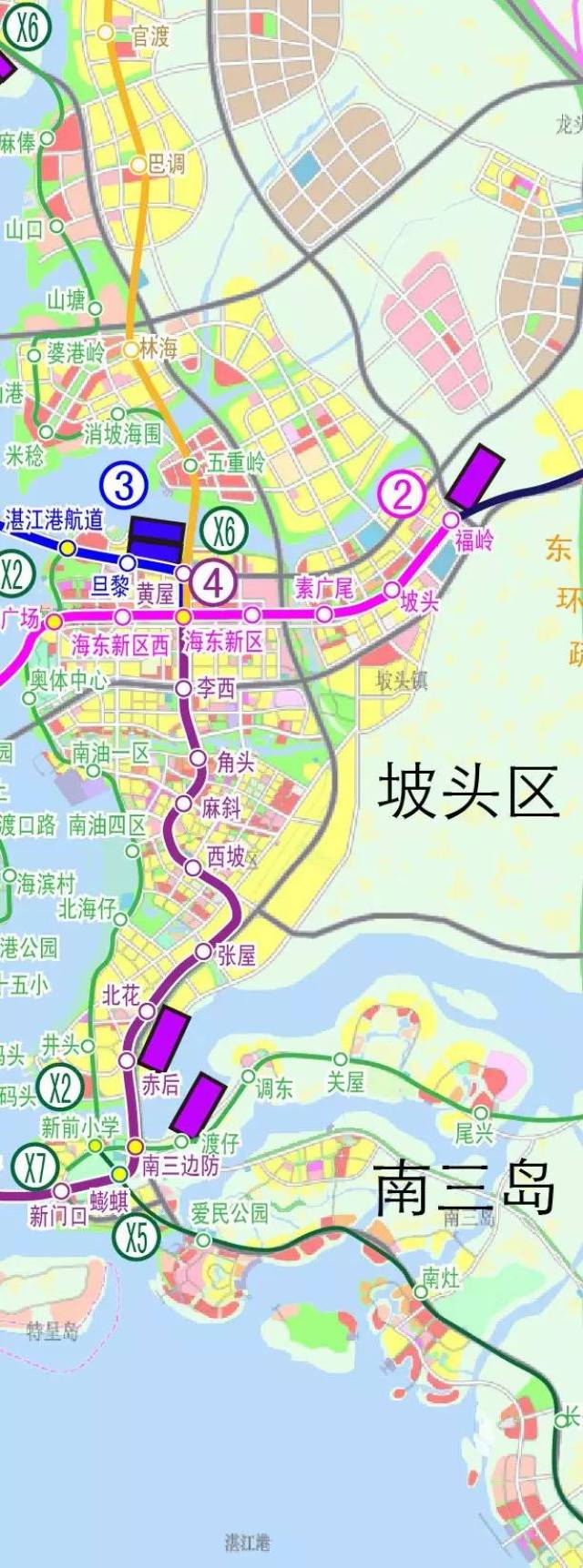2条城市地铁线路 1号线:龙王湾-调顺岛-赤坎-cbd-人民大道-霞山-宝满图片