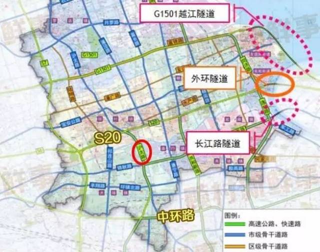 ▼南大片区路网规划 图上清晰指明,沪太路(中环至s20)规划高速公路