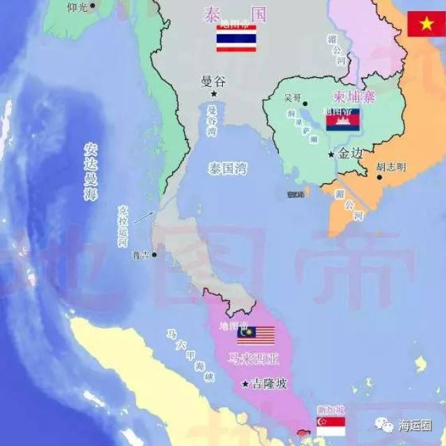 如果你仔细观察一下东南亚的地图,就会发现在泰国南部有一条非常狭窄图片