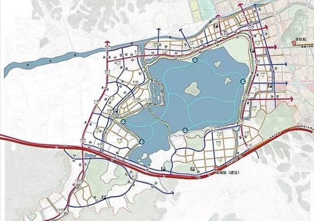 全球化视野的优势,会同余杭区共同余杭南湖道路规划示意图 图源:余杭