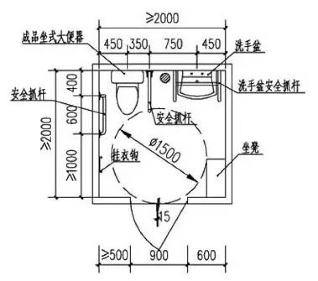 80m×1.40m; 4,改建无障碍厕位面积应不应小于2.00m×1.