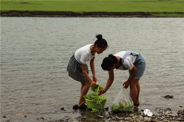 在河里洗菜