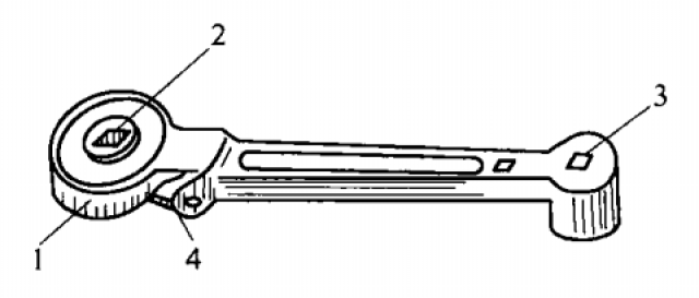 方榫扳手 1-棘轮; 2-活动方榫孔;3-固定方榫孔;4-撑牙 8,力矩扳手