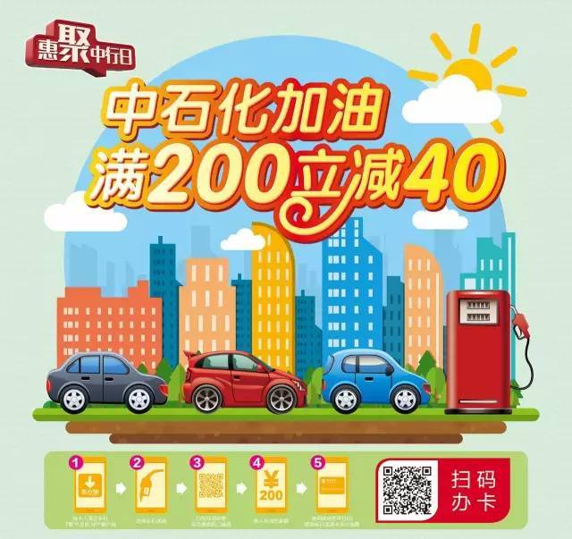 【惠聚中行日】中石化加油满200元立减40元