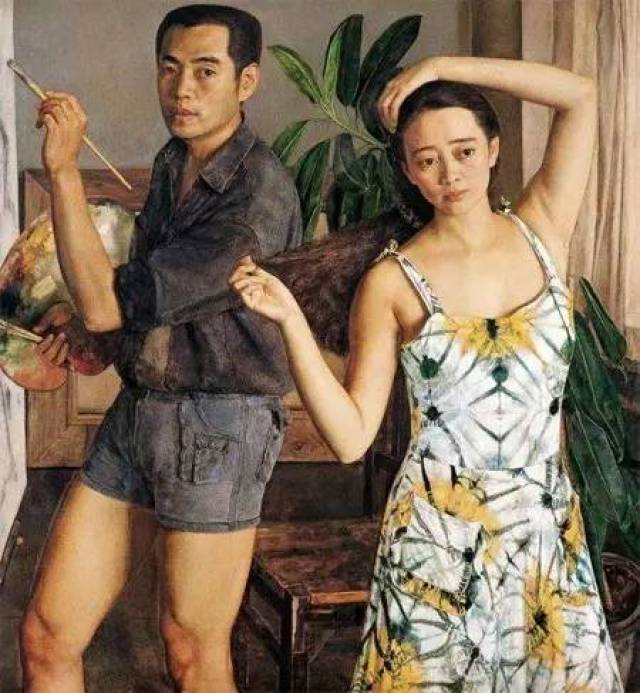 杨飞云作品《那时我们正年轻,画中人物为杨飞云和妻子佟芃芃