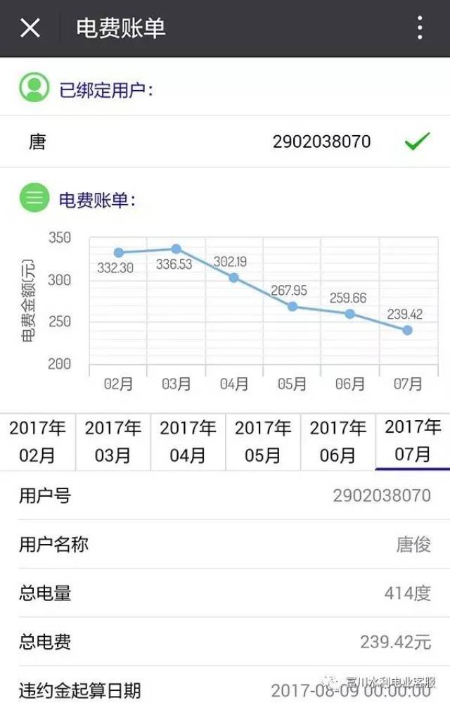 电费账单查询页面