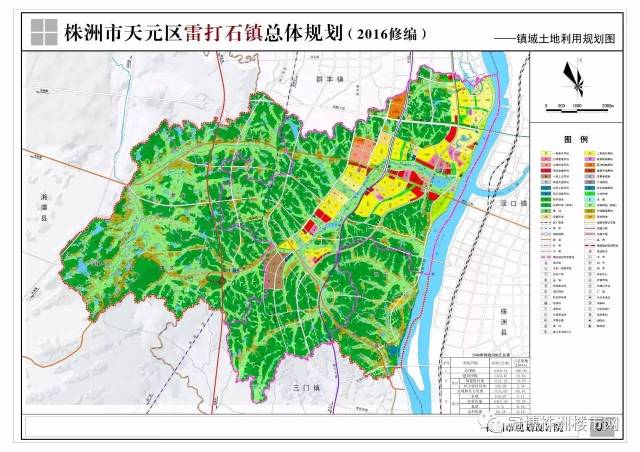 未来,雷打石镇规划形成"一心,一带,四轴,六区"的空间结构.