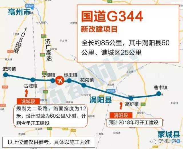 g344涡阳段60公里已完成立项,线路走向待省行业通过后