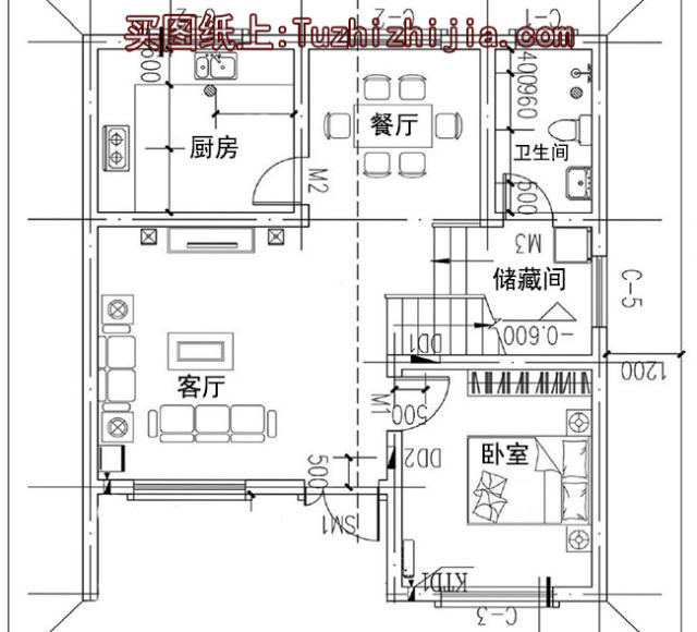 54m(不含院子),80平方米左右; 建筑层高:二层; 建筑高度:8.