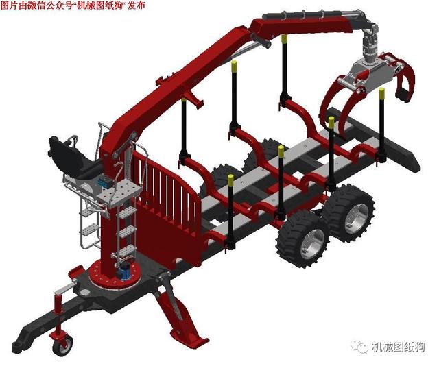 【工程机械】木材拖车模型3d图纸 stp和igs格式